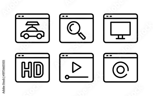 Vector set of icons representing online shopping and e-commerce activities including mobile payments