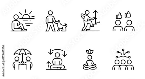 Vector featuring various business and retail icons.