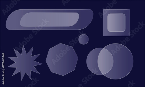 Modern Blue Glass morphism Abstract Background with Geometric Shapes