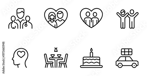 Vector of people in varied social and emotional contexts celebrating togetherness and happiness