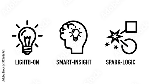 Set of abstract business and strategy concept line art icons