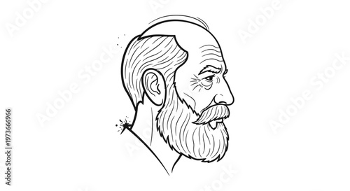 line art profile portrait of an older man with a beard a distinguished historical figure perfect as an avatar or illustration