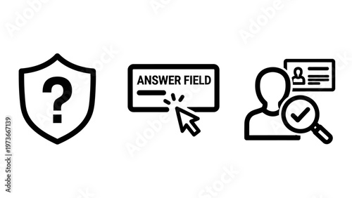 Data security and identity verification icon set