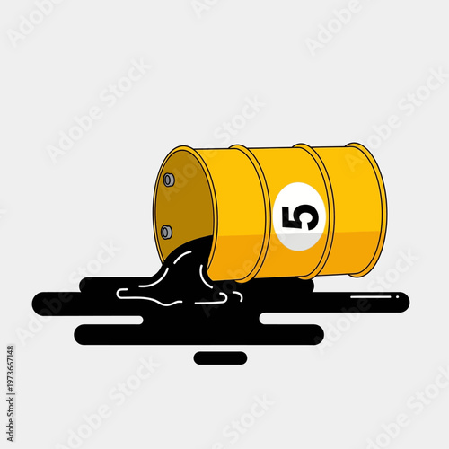 oil barrel spilling crude oil a yellow drum symbolizing environmental pollution energy crisis and industrial accident.