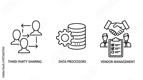 Data privacy and third party vendor management business icons