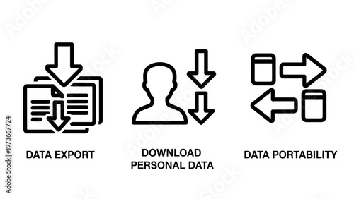 Data export and personal information portability icons