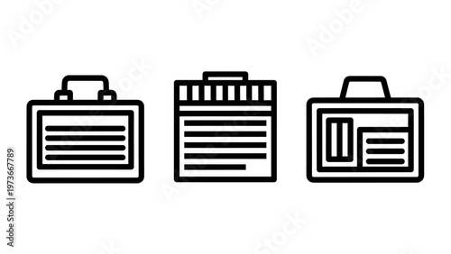 Set of business portfolio and briefcase icons for professional documents and organizational file management