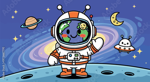 Astronaut in Space Suit Standing Alone.