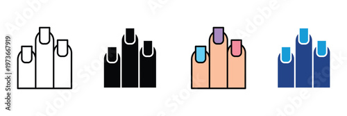Fingernails with colorful polish icon vector. Manicure salon service, finger nail care beauty, and cosmetic fashion symbol. Vector Illustration.