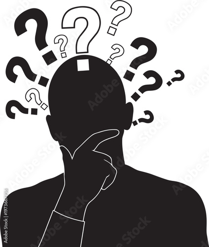 Conceptual illustration of a balance scale weighing a lightbulb idea against a question mark