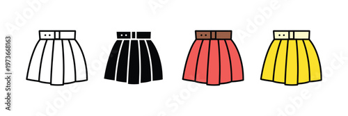 Women's pleated skirt icon vector. Fashion apparel clothing, casual school uniform style, and female garment symbol. Vector Illustration.