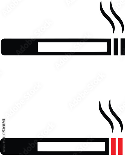 Two black and white cigarettes with smoke