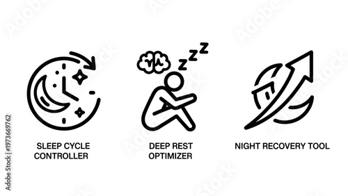 Sleep cycle and night recovery optimization icons