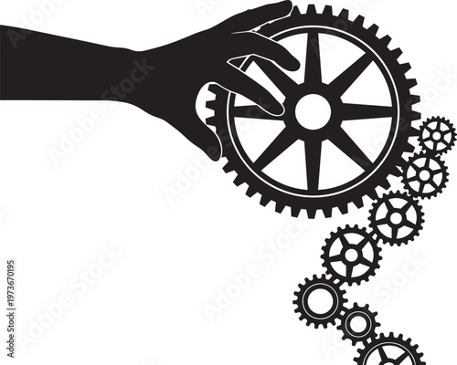 Silhouette of a person placing a numbered block on a shelf with other numbered blocks in a sequence