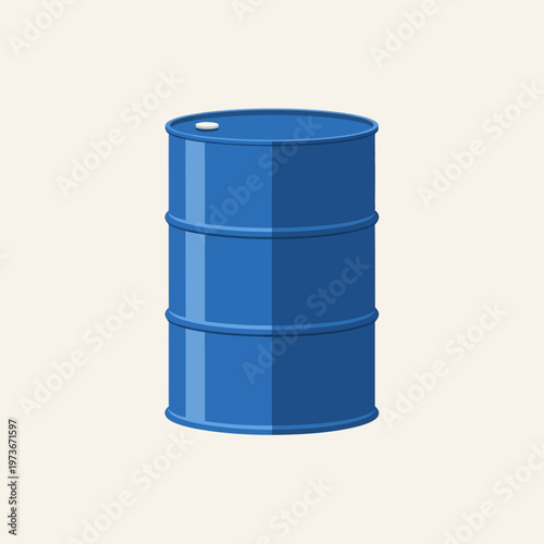 an isolated blue industrial oil barrel a drum on a plain background symbolizes crude oil storage for the energy industry.