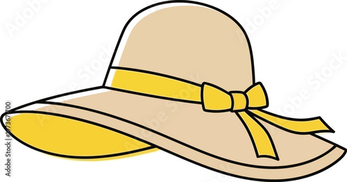 Cartoon sun hat isolated on transparent background summer fashion accessory