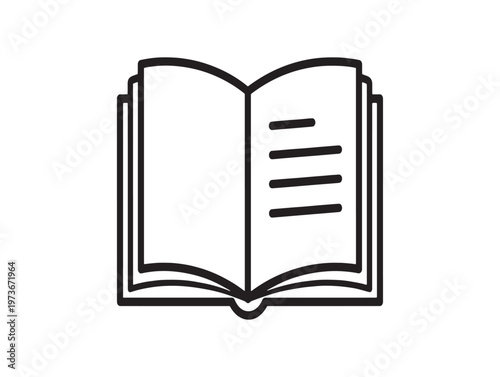 Simple line drawing of an open book a symbol of knowledge and learning