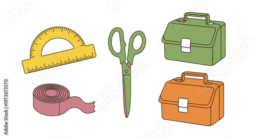 School Supplies Set with Ruler Scissors Tape and Two Lunch Boxes