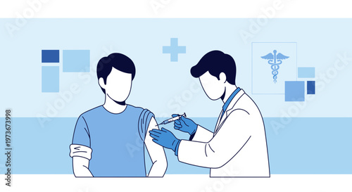 Doctor giving vaccine injection to patient in arm, medical healthcare concept