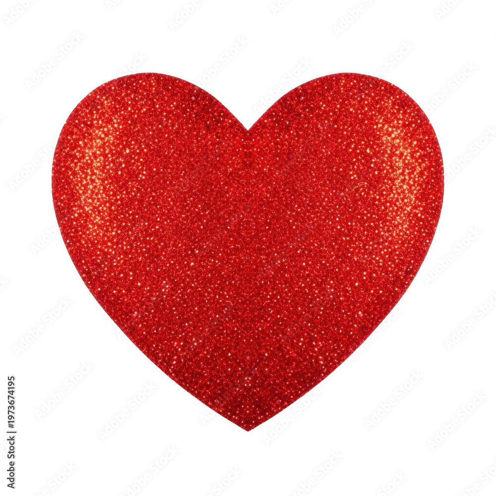 Fototapeta premium A textured red heart symbol with a shimmering glitter effect, representing love and affection