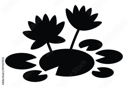 Lotus Flower Silhouette Icon Lily Pad Spa Yoga Zen Meditation Relaxation Wellness Nature Vector Illustration Design Isolated Background