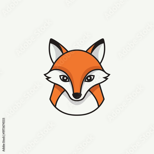 Cute Cartoon Fox Head Illustration with Minimalist Design.