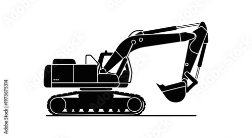 heavy equipment excavator construction machine digger silhouette for industrial engineering and building site work projects