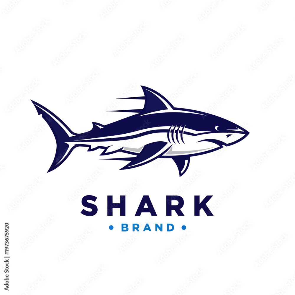 Obraz premium Dynamic Blue Shark Logo Design for Brand Identity.