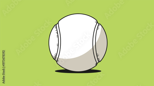 Single white baseball with red stitching centered on a solid green background representing a sports field and summer recreation.