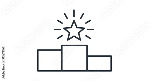 winner podium icon with a shining star symbolizing success achievement and first place recognition in competition.