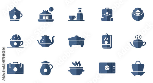 Collection of coffee icons and symbols.