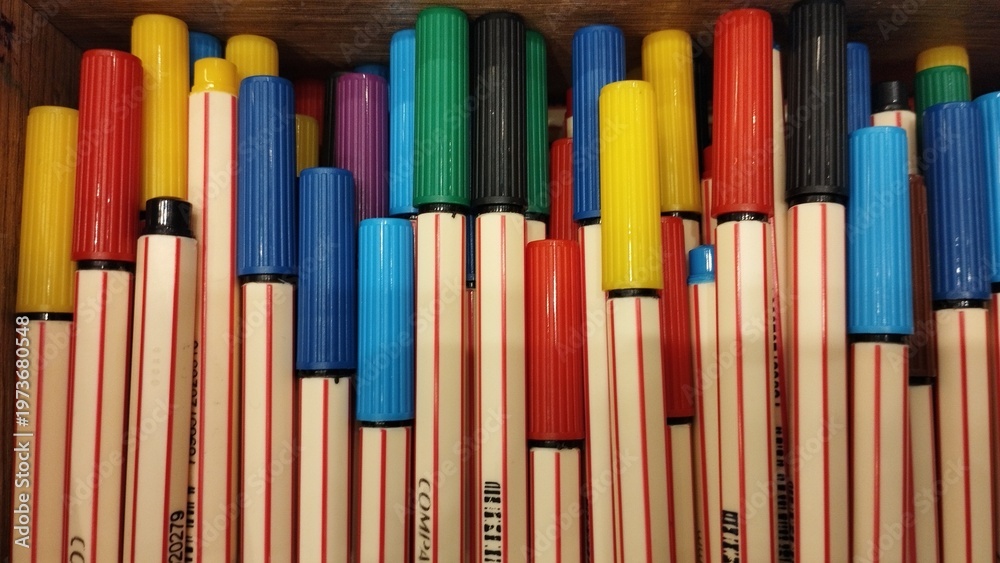 Fototapeta premium Close-up Of Colorful Markers Collection