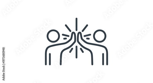 two people high five an outline vector icon representing teamwork collaboration and success in partnership