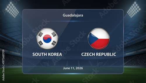 South Korea vs Czech Republic Soccer Match Scoreboard