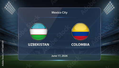 Uzbekistan vs Colombia Soccer Match Scoreboard