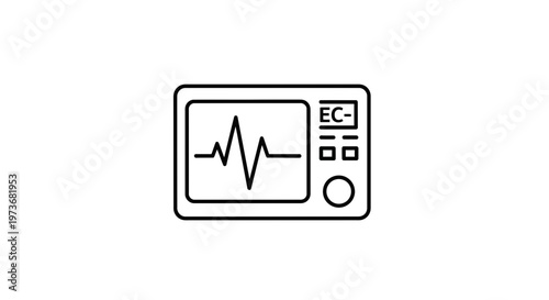 ECG Monitor Icon: Heartbeat Line Displaying Vital Signs