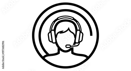 customer service representative icon with headset symbolizing call center support and global communication assistance for modern businesses.