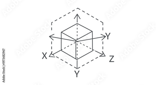 3d coordinate system with a cube illustrating spatial dimensions geometry and fundamental principles for technology design and education.