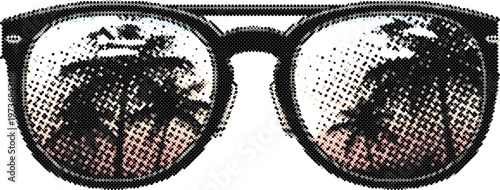 Summer sunglasses fashion halftone dotted shading vector clipart icon beach travel accessory isolated