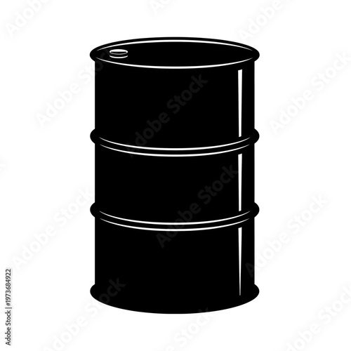 black oil barrel an industrial storage drum symbolizing energy and fuel isolated on a white background for economic concepts.