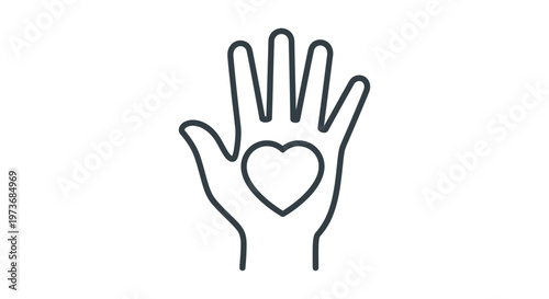 hand with heart outline icon symbolizing care love and support perfect for charity social issues or community concepts