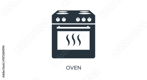 modern kitchen oven icon a stylized graphic of an electric stove with heat waves perfect for cooking apps and household appliance designs.
