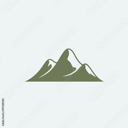 Minimalist mountain silhouette logo icon, representing nature, adventure, and the great outdoors with clean lines and a stylized design