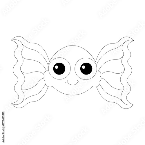 A cute cartoon fish coloring page for kids, featuring a simple line art style. This animal illustration features clean lines, making it perfect for children's coloring pages.