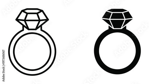 Two contrasting engagement rings with different gemstone styles and band designs