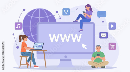 People interact with technology devices in a modern workspace setting daily.