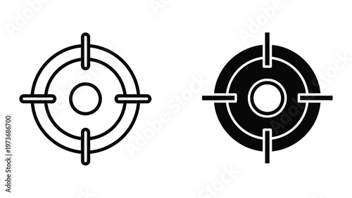 Comparison of simple and filled circular target designs with crosshair alignment