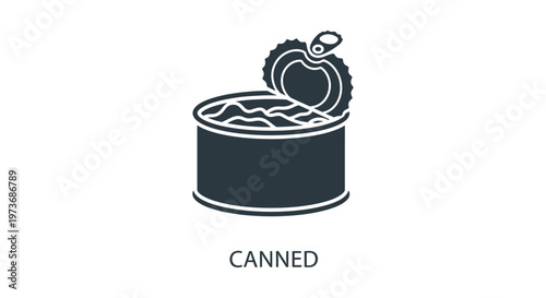 canned food icon with an opened tin showing contents a simple flat design graphic for grocery apps and preserved food concepts