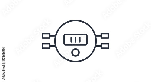 smart meter icon representing digital energy consumption and data monitoring in a connected network ideal for technology and utility design.