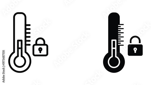 Secure temperature settings illustrated with locked thermometers